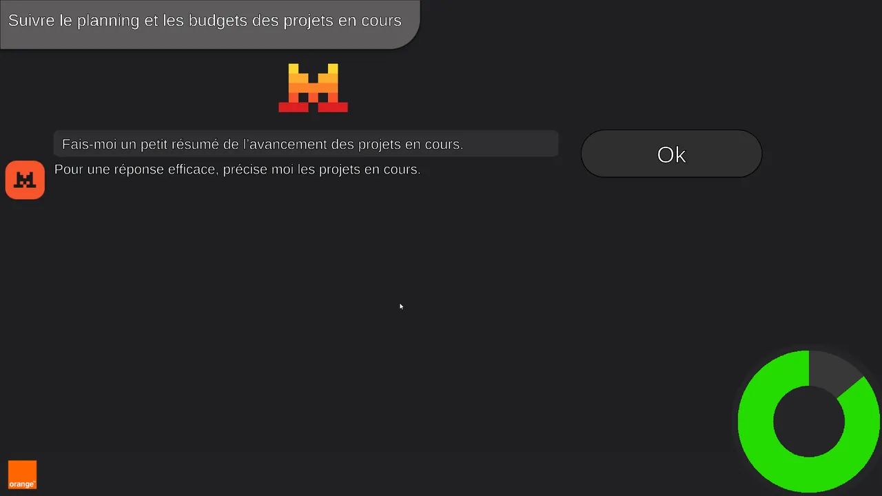 Fenêtre de Mistral AI simulée dans le jeu, avec le prompt envoyé et un bouton de validation.